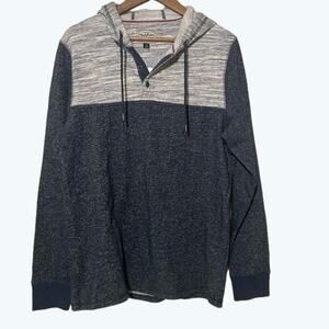 Flag & Anthem New Berwyn Henley Hoodie Mens Medium Gray Navy Pullover